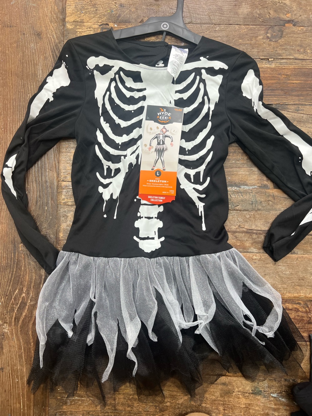 NWT Hide and EEK Target Black & White Skeleton Tutu Dress Costume - Sz Large